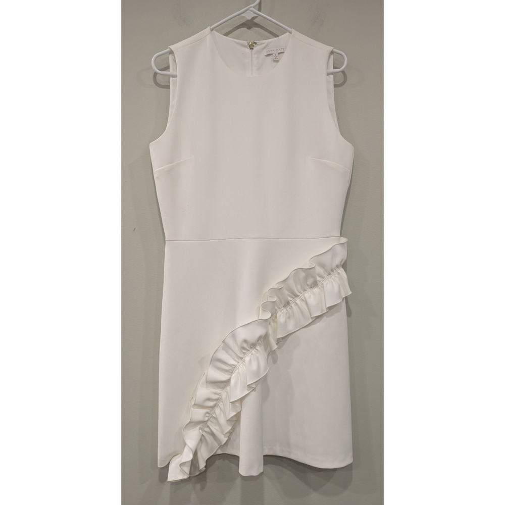 Anna Cate Collection White Sleeveless Dress Ruffle Detail Size Medium